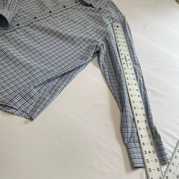 Charles Tyrwhitt Non Iron Slim Fit Blue Plaid Gingham Button Down Shirt Size XXL - Picture 4 of 6